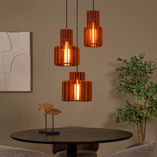 Lucide ROLLO - Suspension - 3xE27 - Terre cuite - ambiance 1
